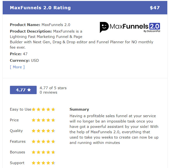 maxfunnels 2.0 review rating