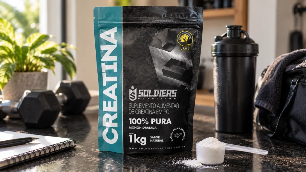Creatina Monohidratada Soldiers Nutrition é Boa? Review 1kg e Laudos (2026) 6 Creatina Soldiers Nutrition 1kg com scoop para uso contínuo